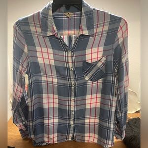 Wool Rich, L Light Blue & Pink Long Sleeve Button Up